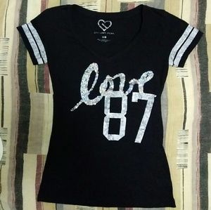 Super Cute Tee "love 87"Rainbow Sequins- Medium